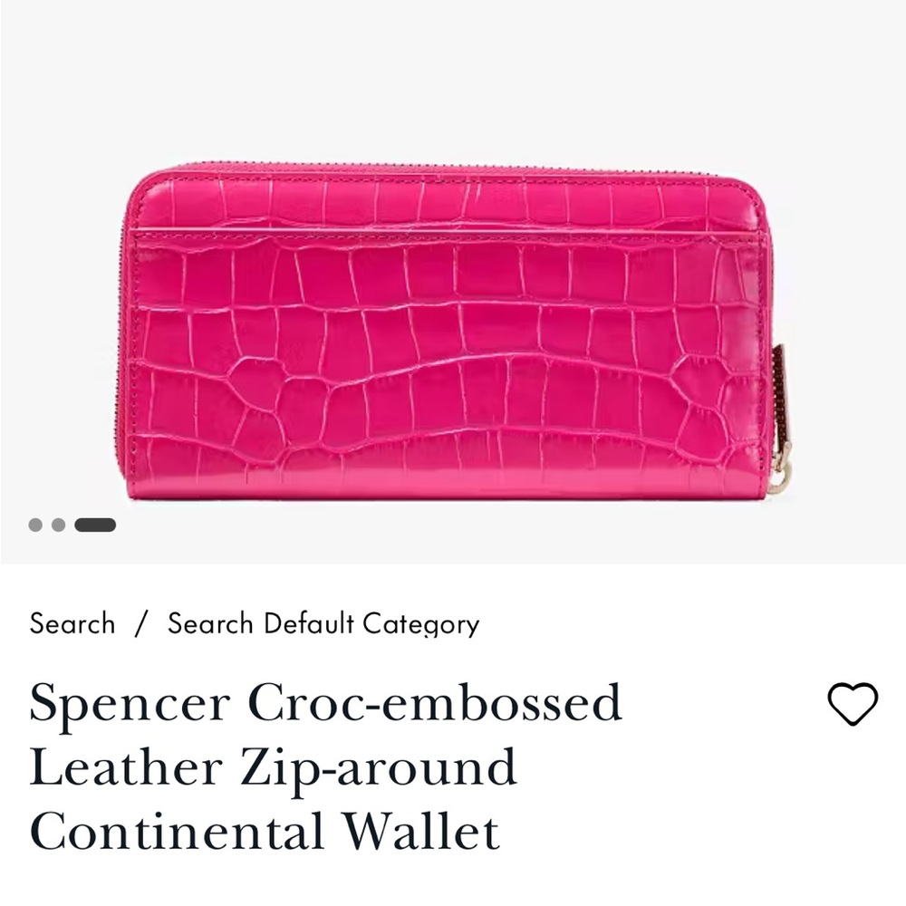 Kate Spade Croc Embossed Large Continental Wallet In Festive Pink - Picture 2 of 16